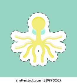 Sticker line cut Oktopus. suitable for seafood symbol. simple design editable. design template vector. simple illustration