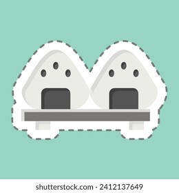 Sticker line cut Onigiri. related to Sakura Festival symbol. simple design editable. simple illustration