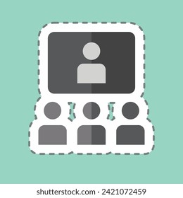 Sticker line cut Online Conference. related to Podcast symbol. simple design editable. simple illustration