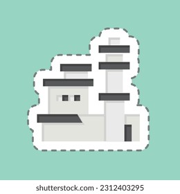 Sticker line cut Pacific Harbor Aviation Museum. related to Hawaii symbol. simple design editable. vector