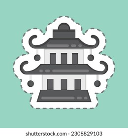 Sticker line cut Pagoda. related to Chinese New Year symbol. simple design editable