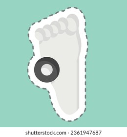 Sticker line cut Pain Foot. related to Body Ache symbol. simple design editable. simple illustration