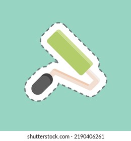 Sticker line cut Paint Roller. suitable for building symbol. simple design editable. design template vector. simple illustration