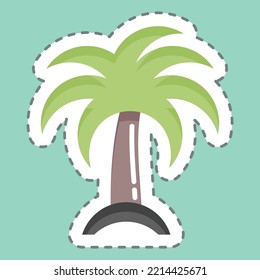 Sticker line cut Palm. suitable for Summer symbol. simple design editable. design template vector. simple illustration