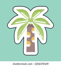 Sticker line cut Palm Tree. related to Thailand symbol. simple design editable. simple illustration. simple vector icons. World Travel tourism. Thai