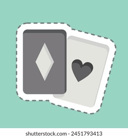 Sticker line cut Palying Card. related to Online Game symbol. simple design illustration