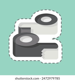 Sticker line cut Paper Glue. related to Sewing symbol. simple design illustration