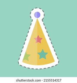 Sticker line cut Party Hat II. suitable for party symbol. simple design editable. design template vector. simple symbol illustration
