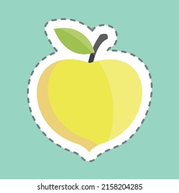 Sticker line cut Peach. suitable for Fruits and Vegetables symbol. simple design editable. design template vector. simple symbol illustration