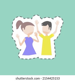 Sticker line cut People Celebrating. suitable for party symbol. simple design editable. design template vector. simple symbol illustration