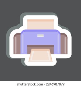 Sticker line cut Photo Printer. related to Photography symbol. simple design editable. simple illustration
