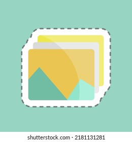 Sticker line cut Photos. suitable for Art symbol. simple design editable. design template vector. simple illustration