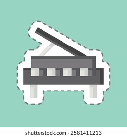 Sticker line cut Piano. related to Hobbies symbol. design editable