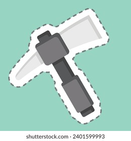 Sticker line cut Pick axe. related to Construction symbol. simple design editable. simple illustration