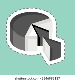 Sticker line cut Pie Chart. related to 3D Visualization symbol. simple design editable. simple illustration