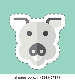 Sticker line cut Pig. related to Animal symbol. simple design editable. simple illustration