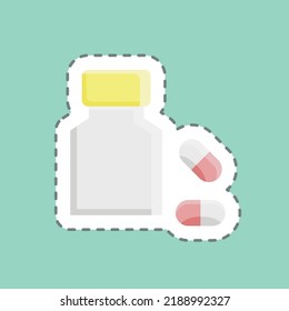 Sticker line cut Pills. suitable for medicine symbol. simple design editable. design template vector. simple illustration