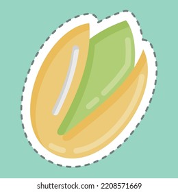 Sticker line cut Pistachio. suitable for Nuts symbol. simple design editable. design template vector. simple illustration