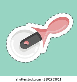 Sticker line cut Pizza Cutter. suitable for education symbol. simple design editable. design template vector. simple illustration