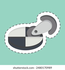 Sticker line cut Pizza Cutter. related to Kitchen Tool symbol. simple design illustration