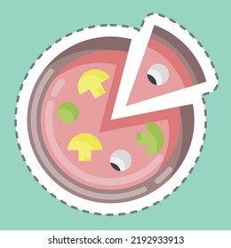 Sticker line cut Pizza. suitable for education symbol. simple design editable. design template vector. simple illustration