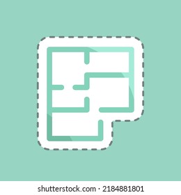 Sticker line cut Plans. suitable for education symbol. simple design editable. design template vector. simple illustration