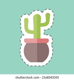 Sticker line cut Plant. suitable for Home symbol. simple design editable. design template vector. simple symbol illustration