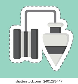 La línea de pegatinas corta a Plumb Bob. relacionado con el símbolo Construcción. diseño simple editable. ilustración simple