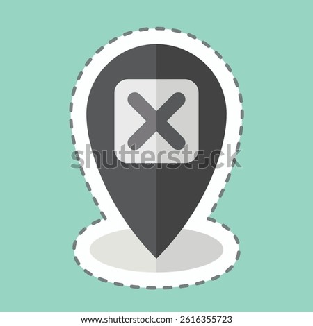 Sticker line cut Point. related to Exclamation symbol. design editable
