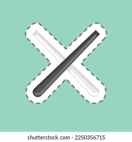 Sticker line cut Pool Cue. related to Sports Equipment symbol. simple design editable. simple illustration