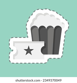 Sticker line cut Popcorn. related to Amusement Park symbol. glyph style. simple design editable. simple illustration