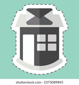 Corta la línea de pegatinas Correos Oficina de Correos. relacionado con el símbolo de la construcción de corte de línea Sticker. diseño simple editable. ilustración simple