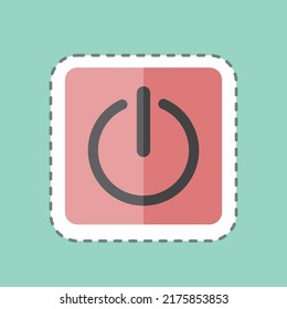 Botón de encendido de corte de línea de pegatinas. adecuado para el símbolo de programación. diseño simple editable. vector de plantilla de diseño. ilustración de símbolo simple