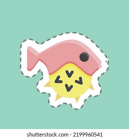 Sticker line cut Puffer Fish. suitable for seafood symbol. simple design editable. design template vector. simple illustration