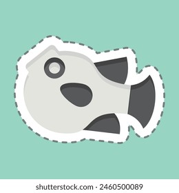 Sticker line cut Puffer Fish. related to Seafood symbol. simple design illustration