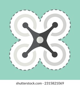 Sticker line cut Quadcopter. related to Drone symbol. simple design editable. simple illustration