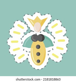 Sticker line cut Queen Bee. suitable for Bee Farm. simple design editable. design template vector. simple illustration