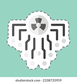 Sticker line cut Radiation. related to Nuclear symbol. simple design editable. simple illustration