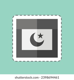 Sticker line cut Ramada. related to Ramadan symbol. simple design editable. simple illustration