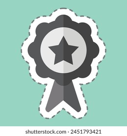 Sticker line cut Rank. related to Online Game symbol. simple design illustration