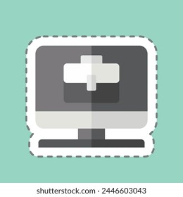 Sticker line cut Remote Worker. relacionado con el símbolo Remote Working. ilustración de diseño simple
