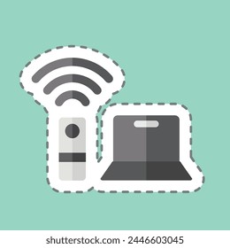 Sticker line cut Remote Working Office 2. related to Remote Working symbol. simple design illustration