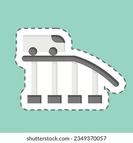 Sticker line cut Roller Coaster. related to Amusement Park symbol. glyph style. simple design editable. simple illustration