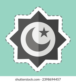 Sticker line cut Rub el Hizb. related to Ramadan symbol. simple design editable. simple illustration