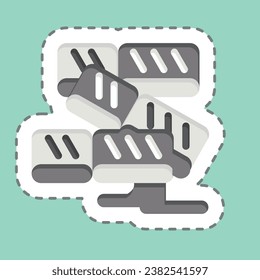 Sticker line cut Salmon. related to Sushi symbol. simple design editable. simple illustration