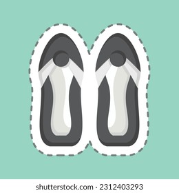 Sticker line cut Sandals. related to Hawaii symbol. simple design editable. vector