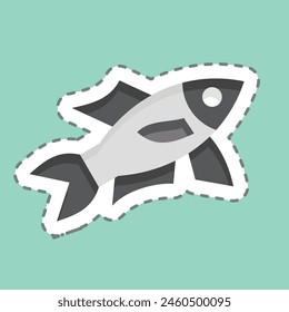 Sticker line cut Sardine. related to Seafood symbol. simple design illustration