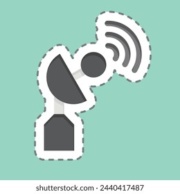 Sticker line cut Satellite Dish. related to Military And Army symbol. simple design illustration