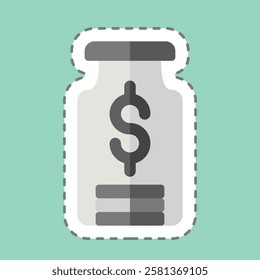 Sticker line cut Saving. related to Retirement symbol. design editable