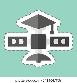 Sticker line cut Scientific Satellite. related to Satellite symbol. simple design editable. simple illustration